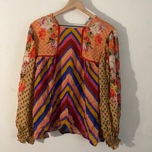 Bl^nk london Mixed print peasant blouse